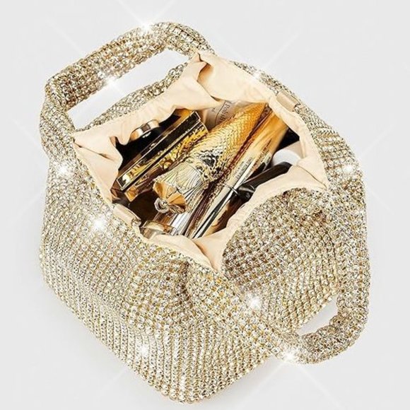 NWT Sparkling Bling SwarovskI Crystal Rhinestone Bucket Bag Shoulder Pus… - Picture 9 of 17